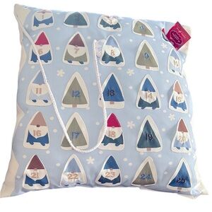 ••NWT St. Nicholas Square Blue Gnomes
Advent Calendar Holiday Pillow 18×18"
